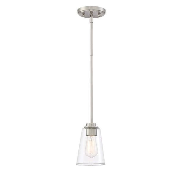 Designers Fountain Westin 60 Watt 1 Light Satin Platinum Pendant with Clear Glass Shade 95730-SP - main